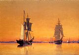 Ships in Boston Harbor at Twilight by William Bradford